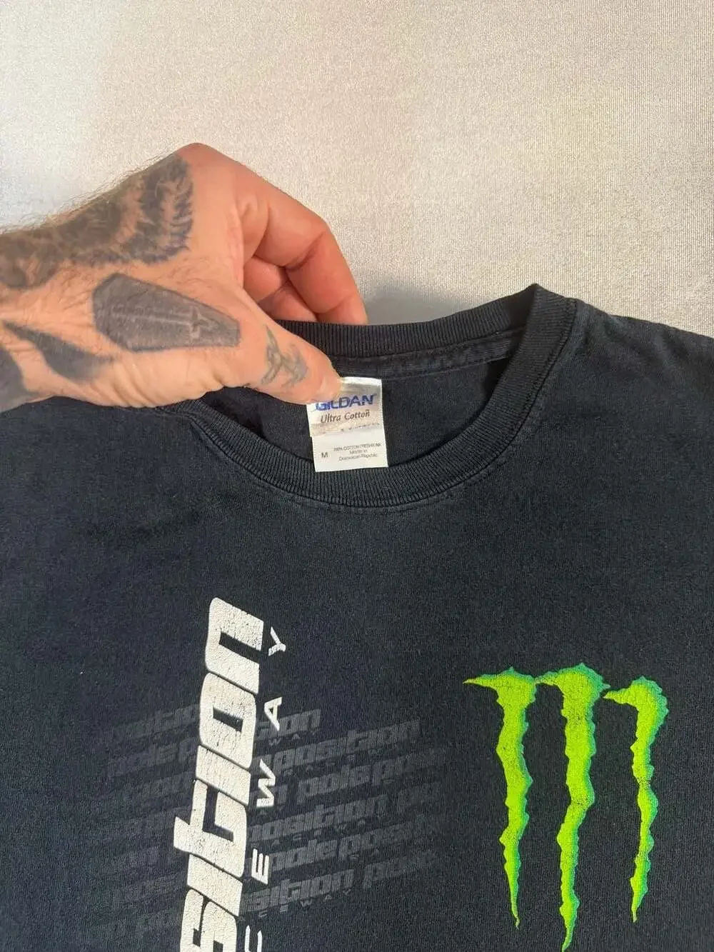 Monster Energy Pole Position Raceway Black Graphic T-Shirt Size M